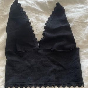 Intimately Free People Black Scalloped Crop Top - Black, NWT